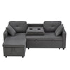 Sofa Bed Pull Out 2 In 1 Sectional Sleeper Couch With Storage, Cup Holder, Grau