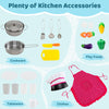 Kids Kitchen Playset Interactive Toy Kitchen & Refrigerator Set-Gray