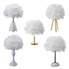 Fluffy Feather Shade Table Lamp White Lampshade Bedside Night Light Room Decor