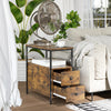 Industrial Bedside Side Table Bedroom Rustic Drawer Shelf Storage Tabletop Unit