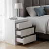 3 Drawers Bedside Table Cabinets w/ Charging Station Nightstand Storage Unit