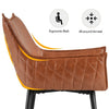 Set of 2 Modern Bar Stools PU Leather Counter Stools with Metal Legs Brown