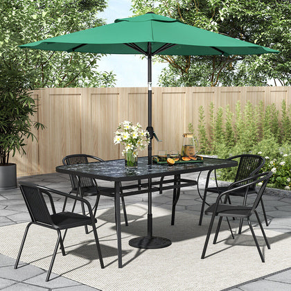 150cm Rectangular Garden Dining Table with Parasol Hole THICK Tempered Glass Top