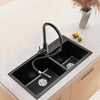 Modern Matte Black Inset Kitchen Sink Single/1.5/Double Bowl & Waste Undermount