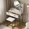 Modern Dressing Table Set with LED Light Mirror Stool Drawers Shelves Bedroom