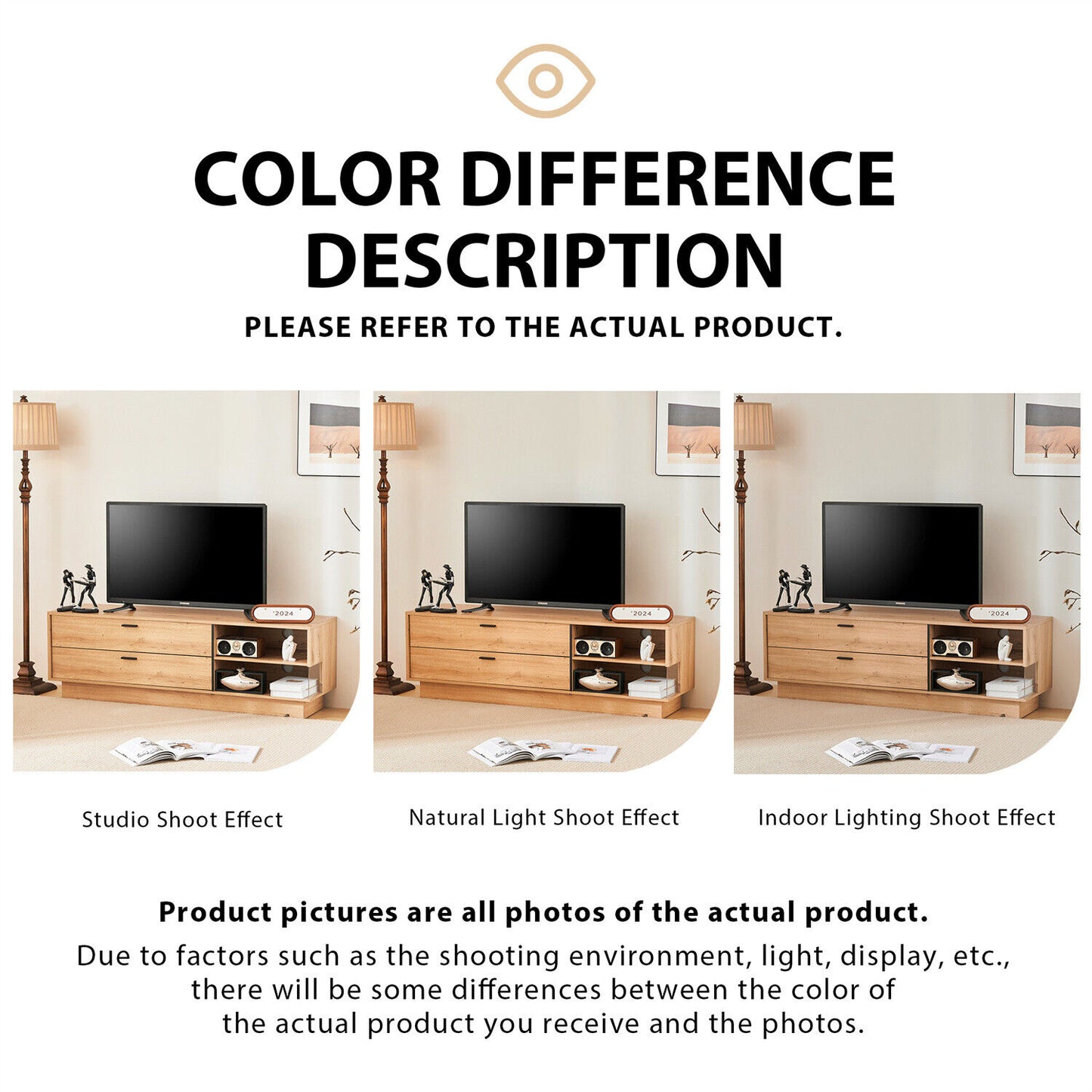 TV Stand Cabinet Entertainment Center Modern TV Unit with Drawer Storage Oak
