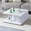 White High Gloss Coffee Table With Glass Shelf Living Room End of Sofa Table