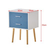 Blue Bedside Table 2 Drawers Modern Nightstand Cabinet Wood Legs Side Table