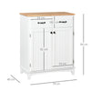Kitchen Cupboard Storage Cabinet Sideboard with Drawer White Natural Wood Top