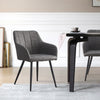 2* Grey Faux Leather Dining Chairs Armchairs Kitchen Dining Room Modern