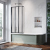Over Bath Shower Screen 4 Folding Black Frame Safety Clear Glass Panel 1000x1400