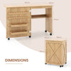 Barn-door Sewing Cabinet Folding Wewing Craft w/5 Lockable Wheels-Natural