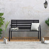 Metal Garden Bench Slatted 2 Seater Yard Patio Park Chair Seat Outdoor Furniture