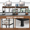 Computer Writing Desk with Power Outlets, Drawers, Shelves, Brown