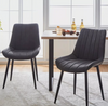 Set of 2 Grey Velvet Dining / Kitchen Chairs with Black Metal Legs 7-1-1