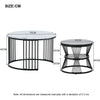 Round Coffee Tables Set of 2 End Table Nesting Tables Marble Pattern Living Room
