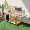 Outdoor Kid's Mud Kitchen Set Wooden Kid's Play Kitchen w/ Water Box