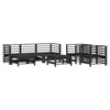 7 Piece Garden Lounge Set Black Solid Wood Pine
