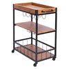 Kitchen Trolley Cart Rolling Island Cart Serving Cart Large Storage Wine Rack
