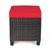 Set of 2 Outdoor Rattan Footstool Wicker Ottoman Chair Seat w/ Padded Cushions