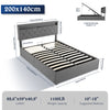 Modern Double Single Metal Bed Frame Upholstered Headboard with LED Lights Grey