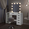Dressing Table Vanity Makeup Desk with LED Bulbs Mirror 6 Drawer Storage Unit