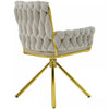 360° Rotatable Dining Chairs Velvet Padded Metal Legs Kitchen Swivel Chair Beige