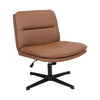 Cross Legged Desk Chair Computer PU Leather Vanity Chairs Armless Home Office