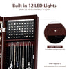 LED Freestanding Mirror Jewelry Cabinet Makeup Vanity Armoire Coffee