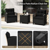 3 Piece Rattan Conversation Set Patio Furniture Set w/ Soft Seat Black