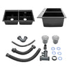 New Inset Quartz Stone Single Double Deep Bowl Kitchen Sink w/Drainer Waste Kit