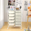 15 Drawers Storage Trolley Mobile Rolling Utility Cart-White