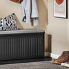 Black Shoe Storage Bench with Cushion – 2-Tier Flip Drawer Seat 80cm