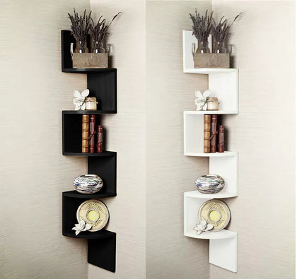 2/3/ 5 Tier Floating Wall Shelves Corner Shelf Storage Display Bookcase