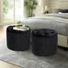 Round Pouffe Footstool Crushed Velvet Dressing Table Chair Vanity Stool Footrest
