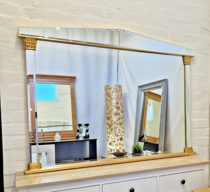 Large Arch Top Overmantle Art Deco Ornate Fireplace Wall Mirror Gold 127x93cm
