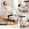 Upholstered Velvet Barrel Chair & Ottoman Set Comfy Accent Armchair w/Footrest