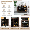 Buffet Storage Cabinet Farmhouse Sideboard w/9-Bottle Wine Rack Brown