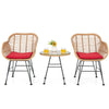 3Pcs Outdoor PE Rattan Conversation Furniture Garden Bistro Table Chairs Set