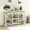 3-Tier Console Table Wooden Sofa Side Table W/ Storage Shelves-White