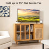Kitchen Buffet Sideboard Storage Cabinet Cupboard w/ Tempered Glass Sliding Door