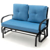 2 Seater Blue Outdoor Glider Bench with Cushions