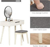 Dressing Table With Drawers Mirror Stool Set Makeup Desk Vanity Table Bedroom