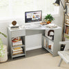 Grey L-Shaped Computer Desk Compact Corner Executive Desk w/ Storage