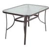 1.2m Brown Garden Tempered Glass Table Patio Rectangle Dining Table Parasol Hole