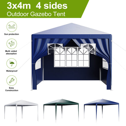 3x4m Gazebo Heavy Duty Marquee Canopy Tent with 4 Sidewall Outdoor Wedding Party