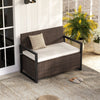 150L Outdoor Storage Bench PE Rattan Deck Box Seat w/Cushion-Brown
