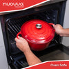 Non Stick Cast Iron Oven Proof Cooking Pot w/ Lid 6.9L Red , - from Nuovva