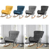 High Back Rocking Armchair Sofa Velvet Linen Solid Wood Swing Lounge Chair Seat
