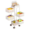 Mobile Metal Kitchen Rotating Storage Trolley Cart Utility Vegetable Shelf Rack